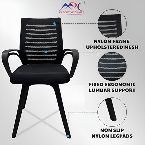 Image of MRC Boom Fix Ergonomic Office Chair - Breathable Mid-Back Mesh Desk Chair with Contoured Armrests, Comfortable Padded Seat - Modern Task Chair for Home Office and Study (Black)