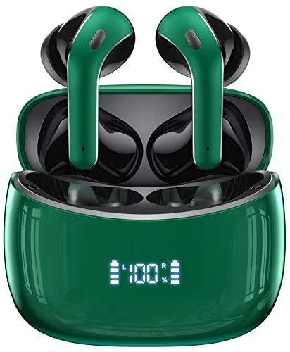 Wireless Earbuds Bluetooth Headphones 60H Playtime Ear Buds With Led Power Display Charging Case Earphones In-Ear Earbud With Microphone For Android Cell Phone Gaming Computer Laptop Sport Green #TOP4