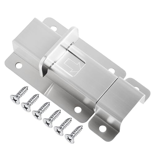 FOCMKEAS Door Barrel Bolt 90mm Long Heavy Duty Security Push Button Spring Loaded Latch 304 Stainless Steel Sliding Locks for Doors, Gates, Cabinets & Drawers