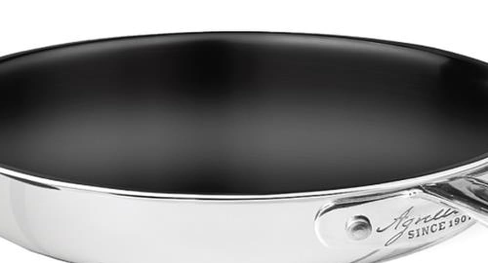 Pentole Agnelli 1907 Padella Antiaderente Alu-Inox 2-Ply con Manico in Acciaio Inox, Compatibile con Induzione - 28 cm