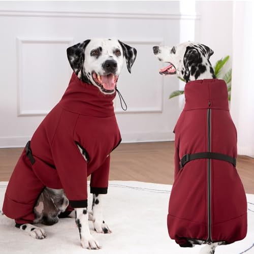 Cyponpy Hundemantel Wasserdicht Warm mit Beinen Hundejacke Winter Reflektierend Reißverschluss Hundemantel Warm Hundepullover Fleece Mantel Hund Winterjacke Wasserdicht Hundebekleidung Regenmantel