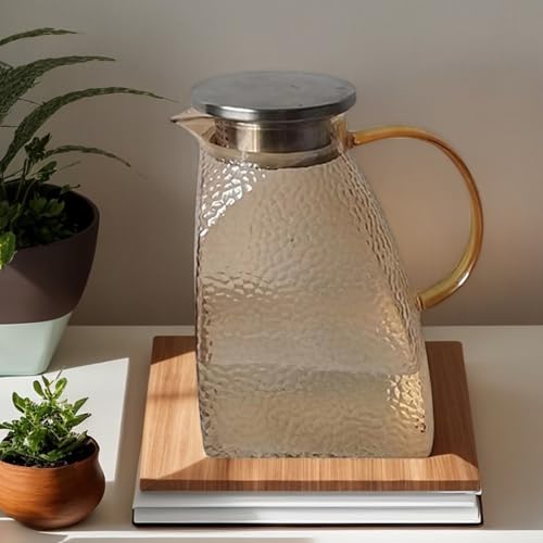 Jarra de agua de vidrio texturizado con diseño para mesa y nevera 7