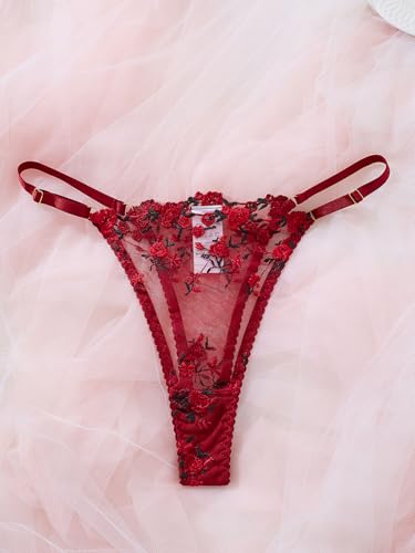 Image of Sexy Floral Embroidered Flower Mesh Underwire Push Up Lingerie Set