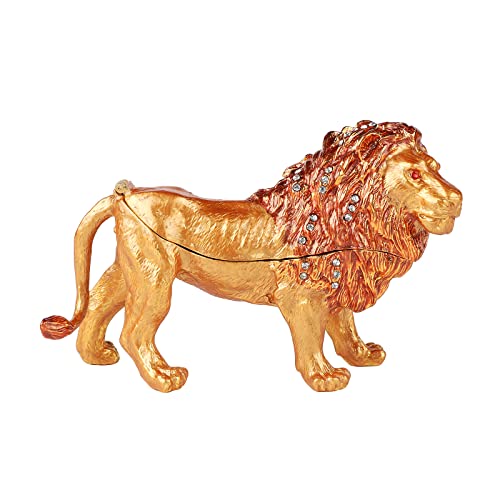 FASSLINO Cajas de abalorios de león, con bisagras, esmaltadas, pintadas a mano, figura de animales, regalo único para decoración del hogar