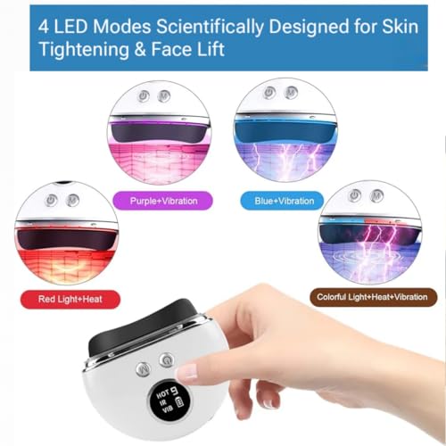 Image of Bian Aura Pro V2 Electric Gua Sha Massager - Real Bian Stone Head, 9 Adjustable Heat & Vibration Modes, Multi Powerfull Red /Blue /Purple LED Light Therapy for Face & Neck Lifting