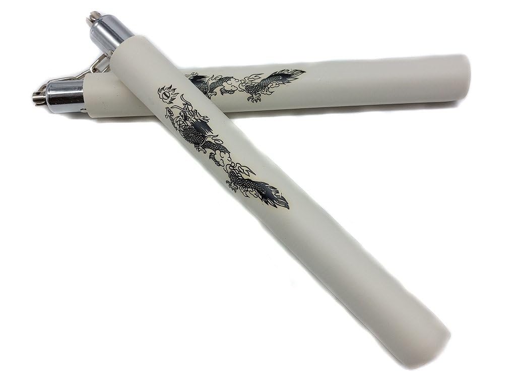 DELFIERO Nunchaku Gomma Bianca con Catena per Allenamento Arti Marziali