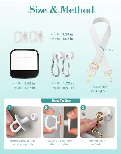 Image of Bag Strap Charms Crossbody for Bogg Bag Accessories - Shoulder Strap Neoprene Luggage Handle Wrap for Suitcase & 2 Key Holders Coffee Geometry Pattern