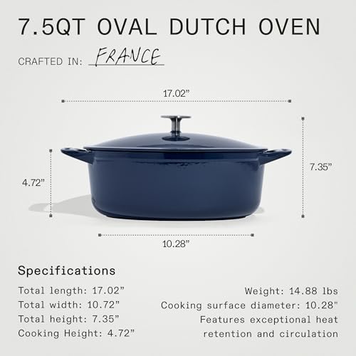 Made-In-Cookware-Oval-Dutch-Oven-75-Quart-Blue-Enameled-Cast-Iron-Exceptional-Heat-Retention-Durability-Professional-Cookware-Crafted-In-France-Induction-Compatible
