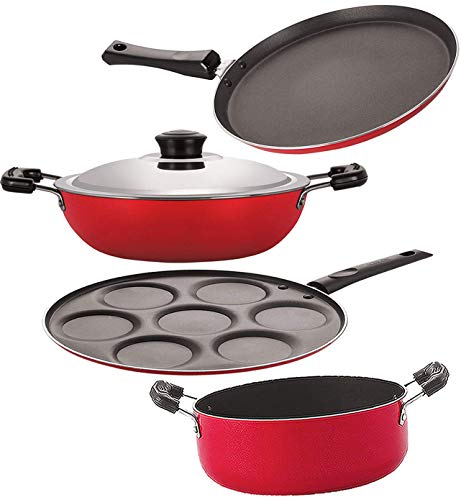 Image of Nirlon Non Stick Aluminium Cookware Gift Set of 4 Pieces (FT13 DKD(J) UP7 CS24)