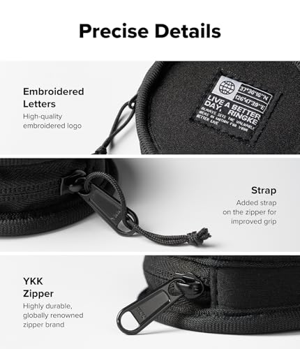 Pochette écouteurs Ringke Mini Pouch noire style sac tambourin