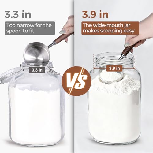 Image of ComSaf 1 Gallon Wide Mouth Mason Jars 2 Pcs, 128 oz Glass Jars with Lids, Flour Sugar Storage Containers, Large Glass Containers for Pickles, Fermented Food, Sourdough Starter, Food Storage