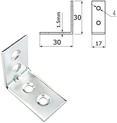 30x Galvanized Steel Angle Brackets BAR 30x30mm /Corner/L Shape/Brace/Box
