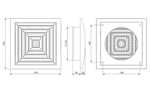 Steinberg14 White diameter 125mm / 5inch Plastic Ventilation Grille - Ceiling Vent Cover, diameter 125mm / 5" - Image 2