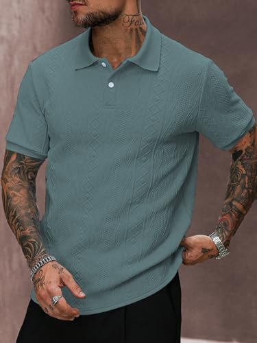 Image of GRECIILOOKS Textured Polo T-Shirt for Men | Premium Jacquard Collared Cotton Blend Polo | Smart Casual & Formal t Shirt for Men | Stylish t Shirt for Mens for Office, Party & Everyday