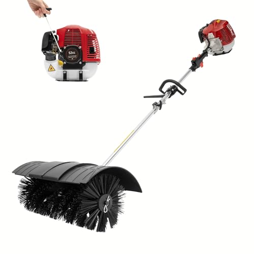 Garbenat Barredora de 52 cc, gasolina, 1,25 kW, 2 tiempos, barredora manual, quitanieves con cepillo de 51 cm de ancho para césped artificial, hierba exterior, calles
