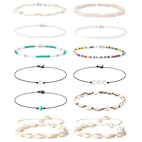 Conjunto de 12 collares de conchas ajustables YADOCA Cover