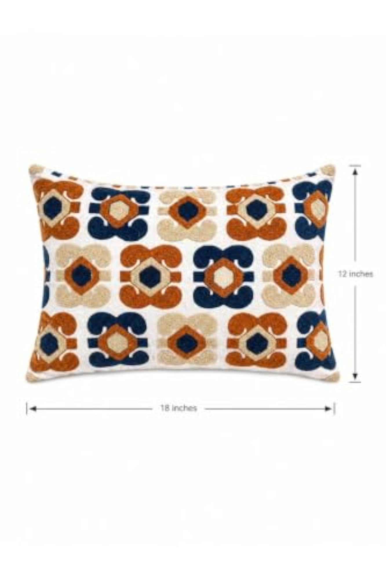 Chenille Tufted Geometric Embroidered Rectangular Lumbar Cushion Covers