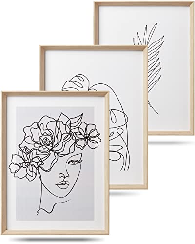 Ihery Framed Line Art Decor Prints For Bathroom ( Truly Excellent Mdf Framed ),16X12In Wood Prints Flower Monstera Eucalyptus Leaf Artworks, Modern Minimalist Art Women Aesthetic Decor,Poster For Bedroom Set Of 3 #TOP1