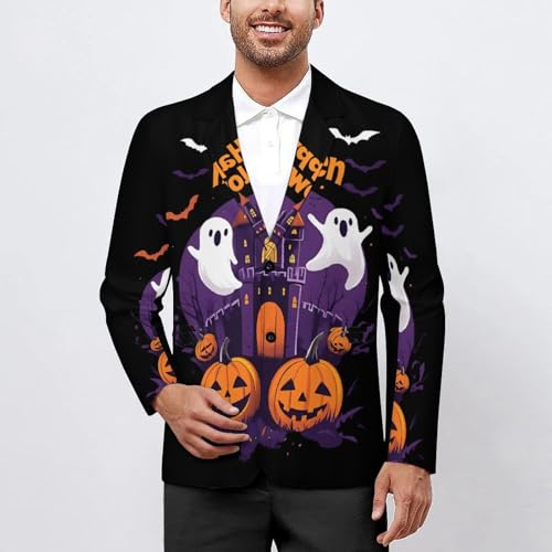 Halloween-Themed Pumpkins Ghosts Classic Suits Blazer for Men Business Tuxedo Jacket Sport Coat Two Buttons2