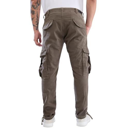 Image of Spykar Men Mid Rise Khaki Regular Fit Cargo