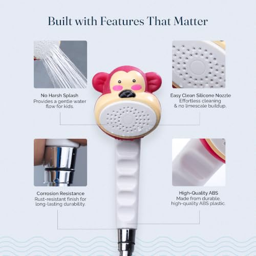 Image of JAL Animal Theme Hand Shower for Kids | Baby Bath Shower Extension & Hook