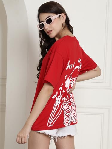 Image of Style Go Pure Cotton Oversized Baggy Fit Drop Shoulder Aesthetic & Cool Graphic Printed Half Sleeve Tshirt for Women || Trendy Tees || Casual Loose Korean T-Shirt (Pack 2)