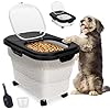 Dog Food Container, Collapsible Pet Food Storage Container 17-20 lb with Rolling Wheels & Airtight Lid, Plastic Storage Bin With Dog Food Scoop and Measuaring Cups