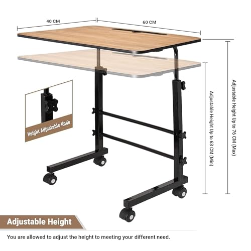 Image of Multi-Purpose Sofa Side Height-Adjustable Laptop Table with Docking for Tablet, Study Table, Portable, Ideal for Work from Home, DIY Table, Easy to Assemble (DH-Wooden Black)