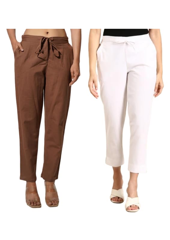 Moirai Woman Cotton Trouser Pants Regular Fit Kurti Pant Daily Office Formal Casual Use | Combo Pack of 2