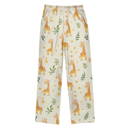 Giraffe and Leaf Boys Pants Boys Athletic Pants Long Pant for Boywith Pockets Wide-Leg Size 6-14Y2