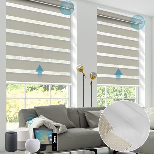 SmartWings Motorized Zebra Shades with Valance Work with Hom...