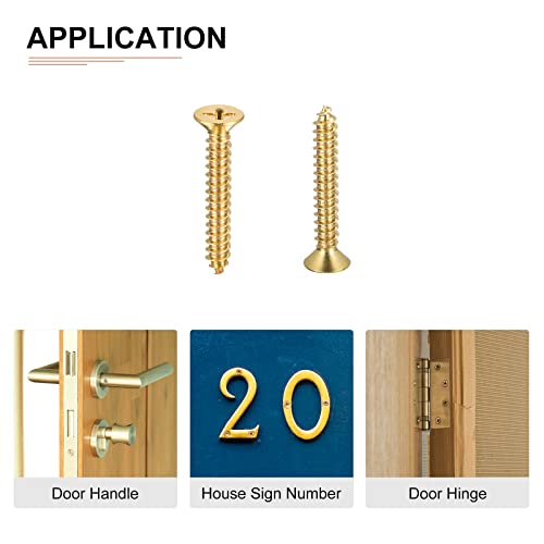 DTGN M5x30mm(DxL) Brass Phillips Wood Screws, 20Pack, Good for Wood Crafts Furniture, Countersunk Head Self-Tapping Screw - Image 4