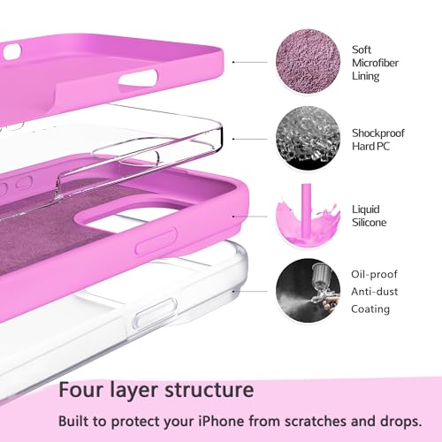 Image of iPhone 16 Pro Max Case Silicone,Soft Microfiber Lining(Plum Pink)