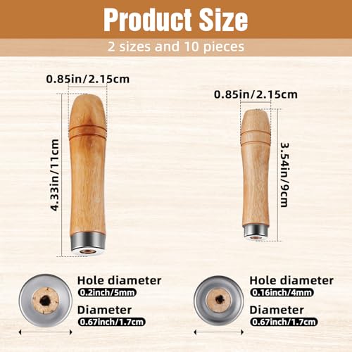 Bruislard 10 Stück Holzfeile Griff, Feilengriff, Holzgriffe Mit Starken Metallkragen Für Feilen Raspeln (Bohrungsdurchmesser: 4 mm + 5 mm, Jeweils 5 Stück)
