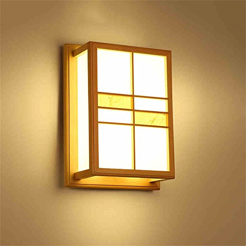 xiuxiu Style japonais Solide En Bois Creative Applique Lampe De Chevet Chambre Salon Balcon Allée Porche En Bois Mur Lampe Petit Plafonnier
