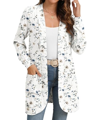 Image of YSYOKOW Cardigan Sweaters for Women Long Sleeve Open Front with Pockets | Long Cardigans for Women Lightweight Soft Casual Dressy Loose Fit Cardigan Sweater with Pockets for Work and Office