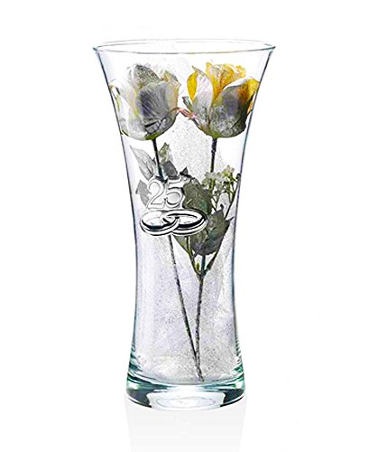 Maceta 25 aniversario matrimonio/cristal y plata, altura: 25 cm/2R argenti