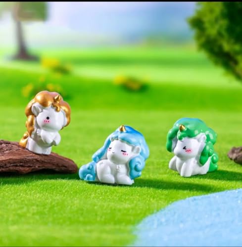 Image of VRB Dec 4 Pcs Miniature Showpiece Set for Home Decor,Car Dashboard,Valentine,Living Room,Gifts Figurines,Cake Decoration Items,Figurines for Home Decor. (4Pcs Magical Unicorn Miniature)