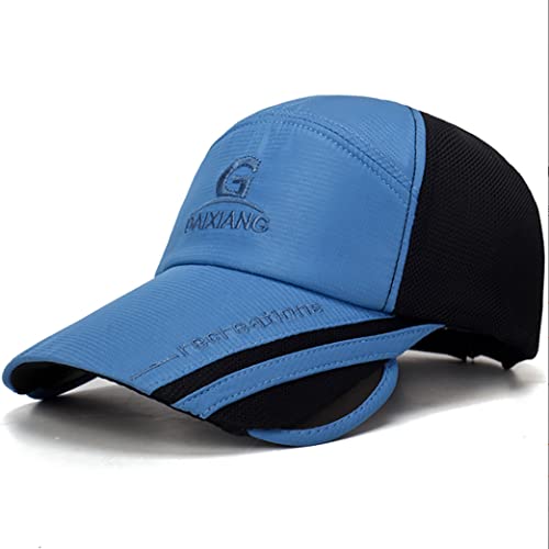 Image of Unisex Baseball Cap with Retractable Extended Brim UV Protection Mesh Sun Hat Summer Safari Fishing Camping Hat