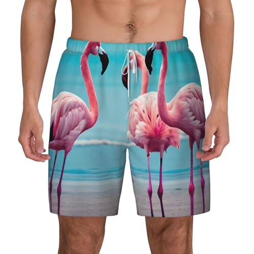 Short de bain homme séchage rapide respirant imprimé flamant rose