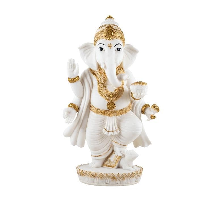 Figurine Ganesha sur pied DRW en résine pour déco indienne moderne 28 cm