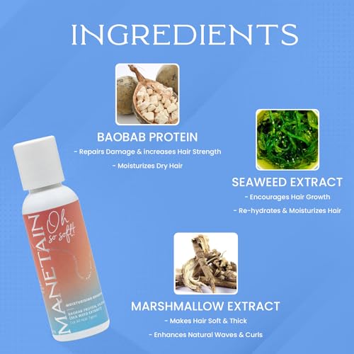 Image of Manetain Moisturising Shampoo 50ml for Daily Use Sulphate, Paraben & Toxin Free | Vegan Shampoo for Women, Men, & Kids with Curly, Wavy, Dry & Frizzy Hairs