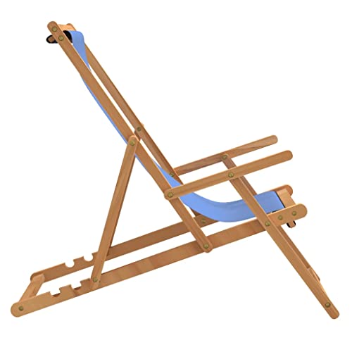 Vidaxl Folding Beach Chair Solid Wood Teak Blue #TOP4