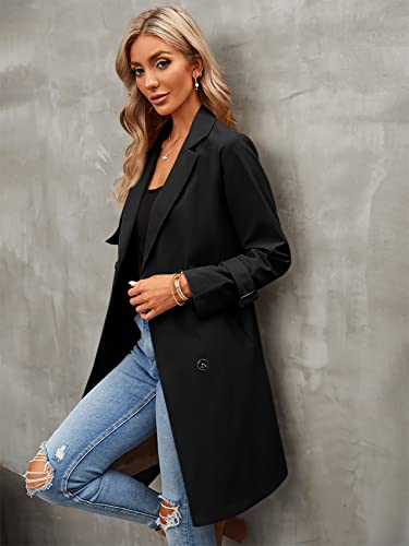 Makkrom Women's Double-Breasted Trench Coat Classic Lapel Overcoat Slim Outwear With Belt Buckle #TOP3