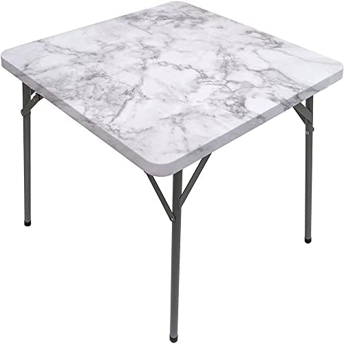 Square Fitted Marble Tablecloth, Nature Granite Pattern with Cloudy Spotted Trace Effects Marble Image, Elastic Edge, Suitable for Kitchen Party Picnic, Fit for 55"x55" Square Table Grey Dust