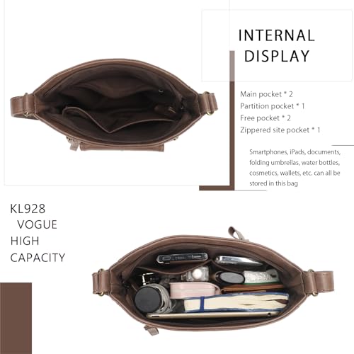 Image of Crossbody Bags for Women Medium PU Leather Multi Pocket Shoulder Purses