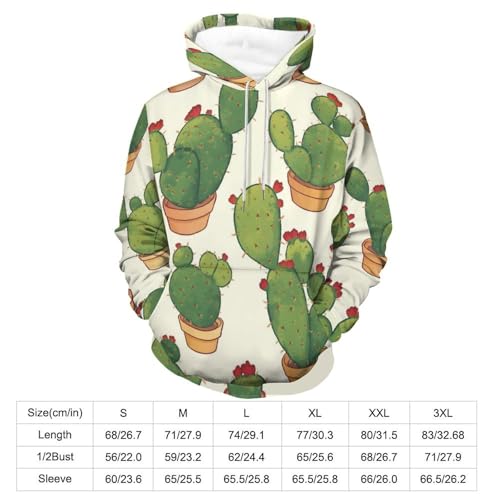 Sweatshirt cactus vert style dessin animé pullover à manches longues taille S mixte