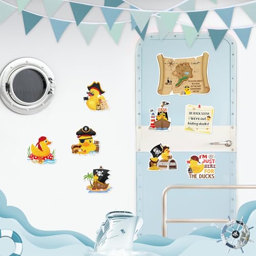 Image of Dazoratix Duck Cruise Door Magnets - 8 Pcs Pirate Rubber Ducks Large Ship Cabin Decorations Magnetic Funny Stickers Stateroom Accessories for Carnival Party Summer Decor Refrigerator Car Locker Decals