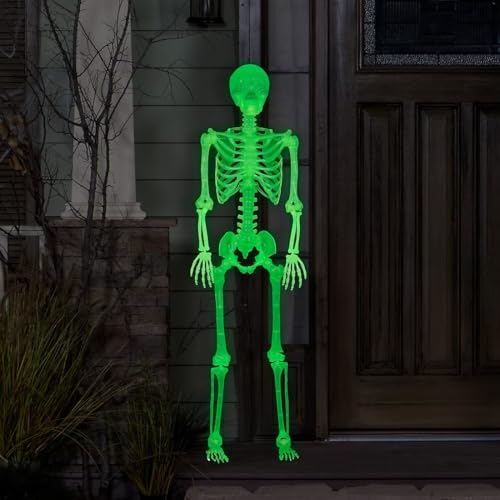 5-Foot Glow-in-The-Dark Skeleton – Life Size Halloween Decoration for Indoor & Outdoor Yard, Haunted House & Party Prop