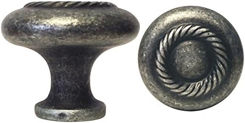 30 Pack Antique Pewter 1-1/4" (32mm) Diameter Kitchen Cabinet Drawer Hardware Rope Round Knobs 117-32